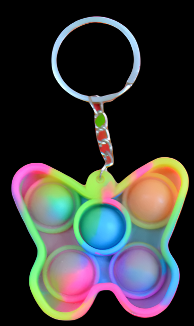 Sensory Popper Toy Colourful Butterfly Keyring